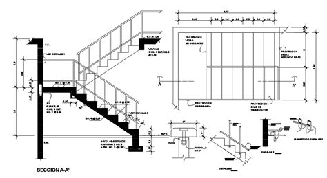 Stair Detail And Dimensions Dwg File Cadbull Gambaran