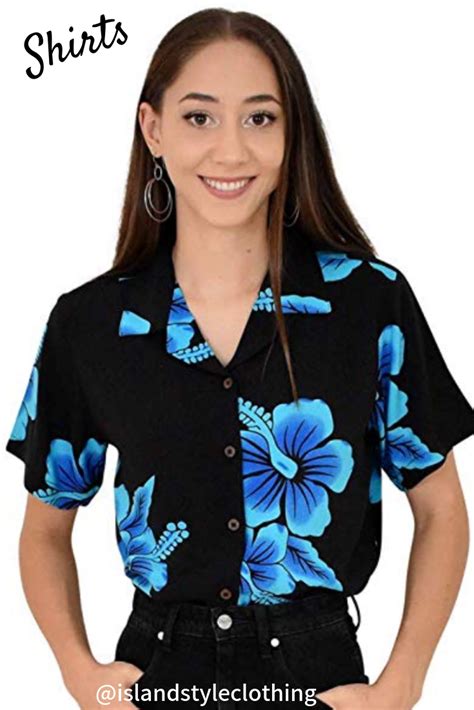 Island Style Clothing Ladies Hawaiian Shirt Floral Hibiscus Print