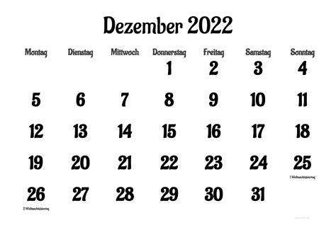 Kalender Dezember 2022 Zum Ausdrucken Pdf Xls Png