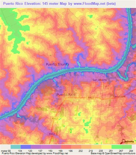 Elevation Of Puerto Ricoargentina Elevation Map Topography Contour