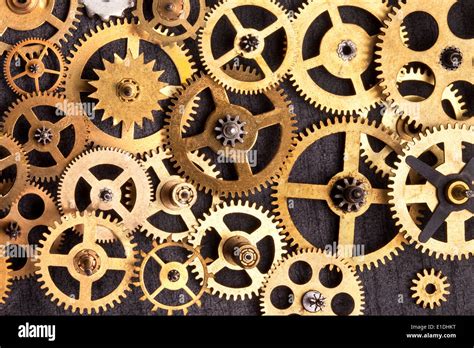 Selection Of Old Brass Clockwork Cogs Stock Photo Alamy