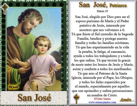 Vidas Santas Estampita Y Oración De San José Invocación