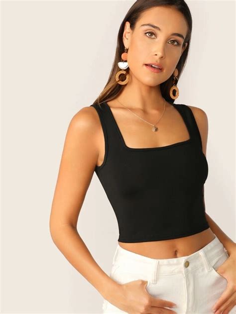 Our Black Crop Tank Top Is Such A Vibe Black Crop Top Tank Tank Tops Women Cropped Tank Top