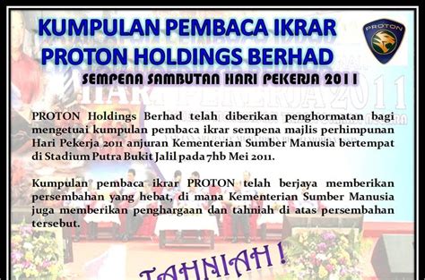 Jawatan, kata kunci atau nama syarikat. Kesatuan Pekerja-Pekerja PROTON Tanjung Malim Sdn Bhd ...