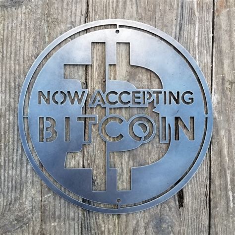 Are you looking for a business or service provider that accepts bitcoin? Now Accepting Bitcoin Sign - Metal Merchant Sign, BTC, Metal Bitcoin - Maker Table