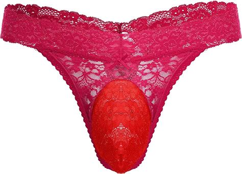 Sexy Mens Satin Thong Underwear Lace Sissy Panties Mesh G String
