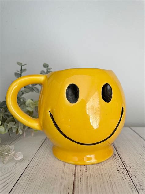 Yellow Smiley Face Coffee Mug Smile Etsy