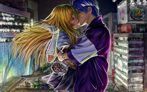 Man And Woman Kissing Anime Illustration Hd Wallpaper Wallpaper Flare