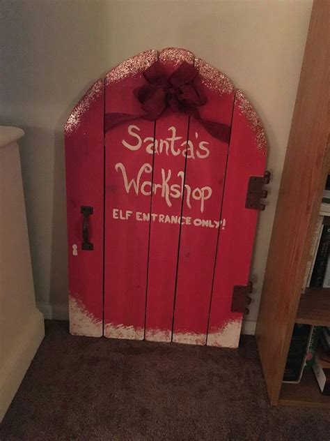 Rustic Diy Santas Workshop Elf Entrance Only Door So Easy Office