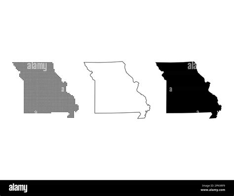 Set Of Missouri Map United States Of America Flat Concept Icon Vector