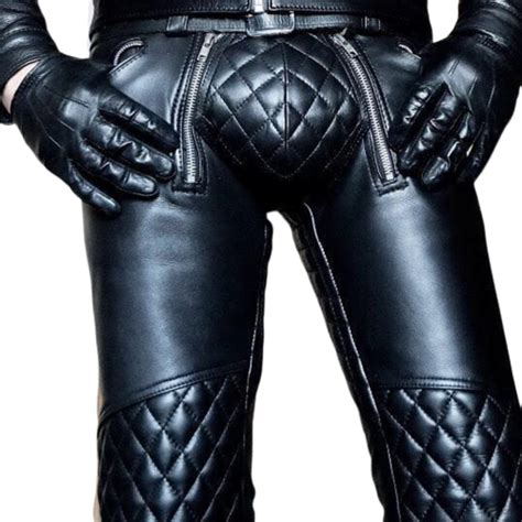 Mens Real Sheep Leather Party Pants Slim Fit Real Leather Pant Street Jacketdynasty