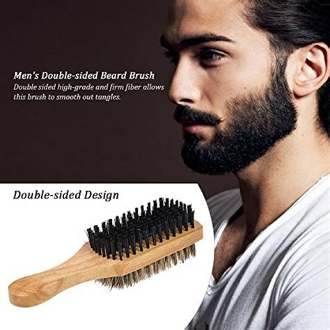 Mens Beard Brush Double Sided Facial Hair Brush Shaving Comb Male Mustache Brush Solid Wood