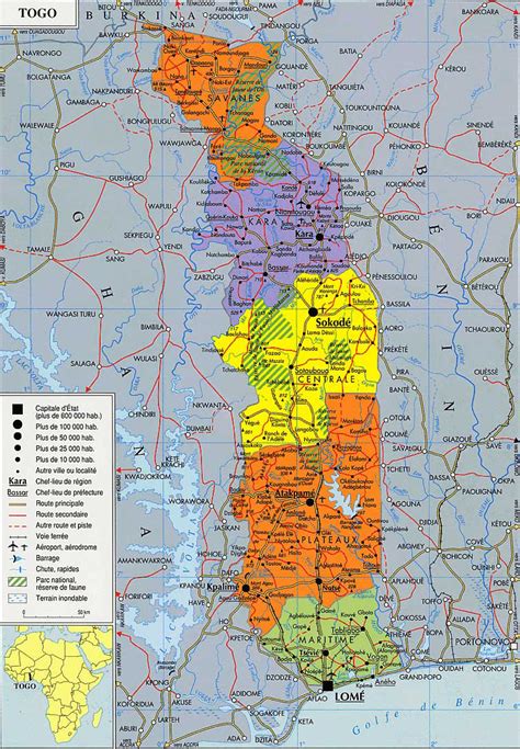 Detailed administrative map of Togo. Togo detailed ...