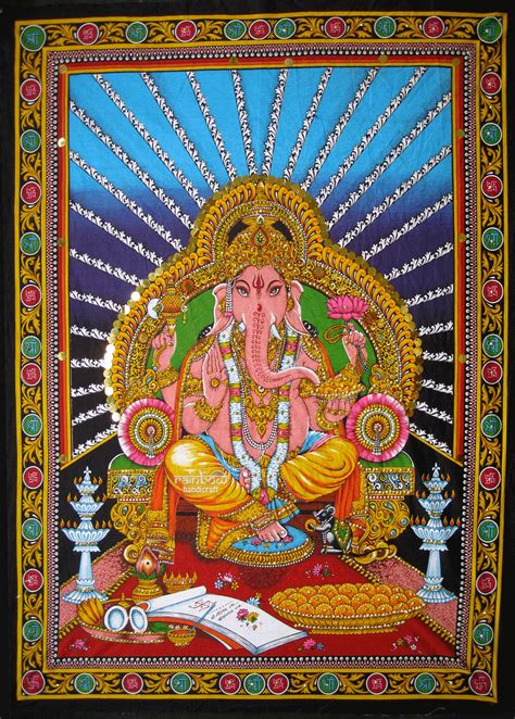 Rainbow Handicraft Ganesh Ganesha Sequin Wall Hanging Elephant God