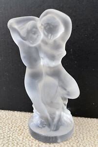 Lalique Le Faune Crystal Nude Dancers Pan Diana Figurine Signed My