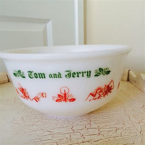 Vintage Tom And Jerry Hazel Atlas Punch Bowl Christmas Serving