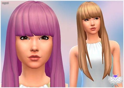 The Sims 4 David Sims Super Long With Short Bangs Hairs Female Adult