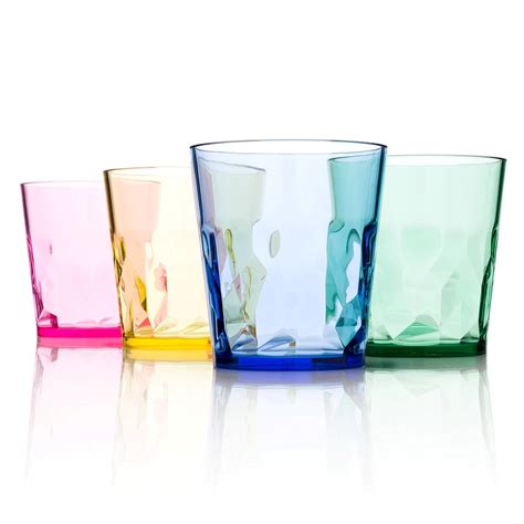 Premium Quality Coloured 250ml Drinking Glasses Set Of 4 Cups
