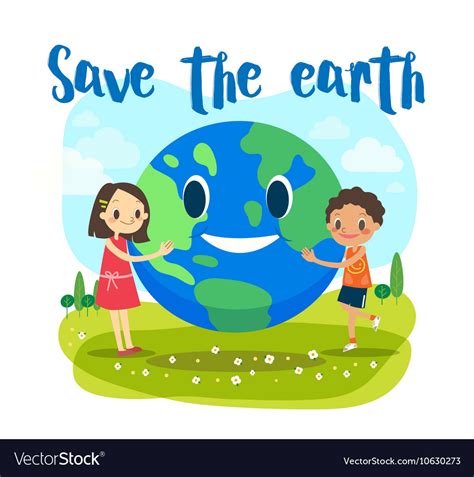 Save Earth Ecology Concept Cartoon Royalty Free Vector Image