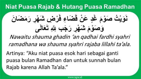 Niat Puasa Rajab dan Bayar Hutang Puasa Ramadhan - iqra.id