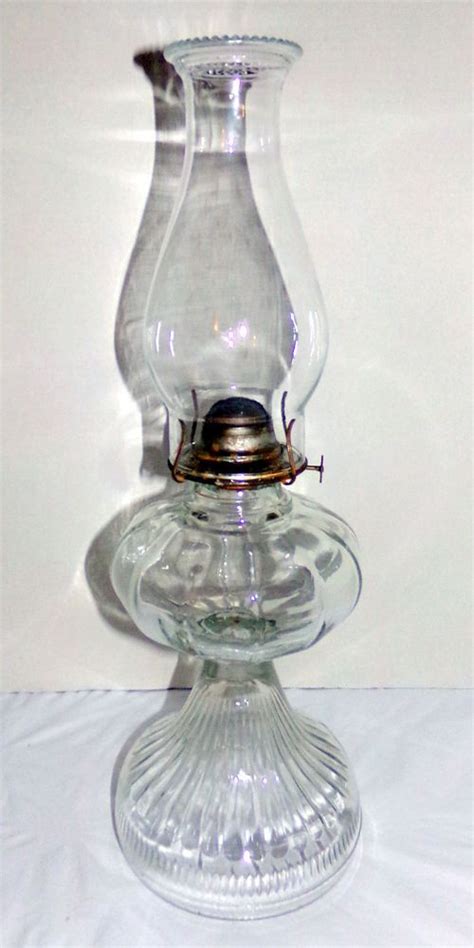 Vintage Clear Glass Kerosene Oil Lamp P A Mfg Co Waterbury CT Eagle