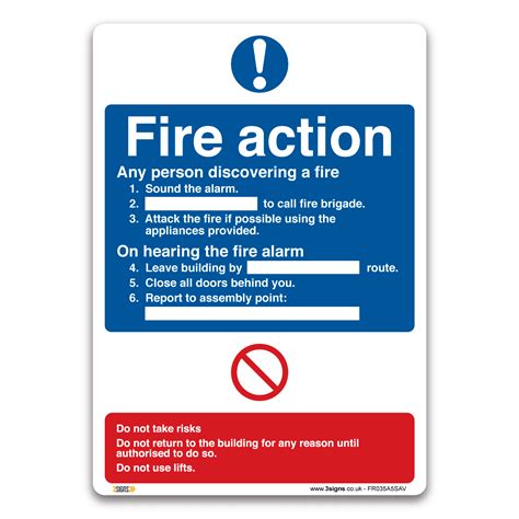 Fire Action Safety Sign Medipost Self Adhesive Vinyl In A5 Size