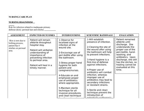 Nursing Care Plan Risk For Infection Cva Vrogue