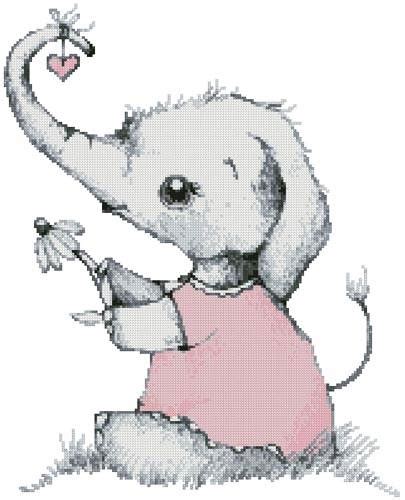 Se trata de un tutorial para hacer un precioso patron de baby de punto de cruz con. Little Girl Daisy Elephant Cross Stitch Pattern baby