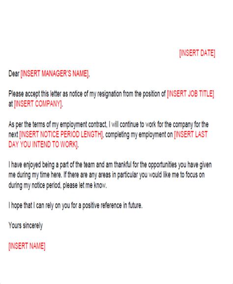 Resignation Letter Examples Good Terms Sample Resignation Letter