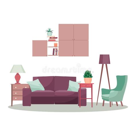 Modern 3d Interior Design Concept Illustration Vector Living Room