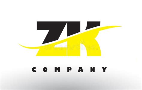 zk z k black and yellow letter logo with swoosh stock vector illustration of typography