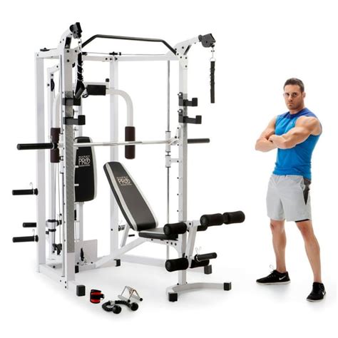 Marcy 5276 Combo Smith Heavy Duty Total Body Strength Home Gym Machine White