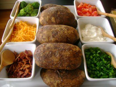 Mashed potato bar with martini glass serving ware. Recipe: Slow Cooker Baked Potato Bar | Kitchen Survival in ...