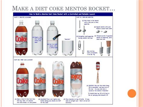 These tiny pits create a larger surface area and essentially provide many more nucleation sites. the mentos drops to the bottom of the bottle, forming lots and lots of bubbles on its pitted surface along the way. PPT - Mentos and Diet Coke geyser PowerPoint Presentation ...