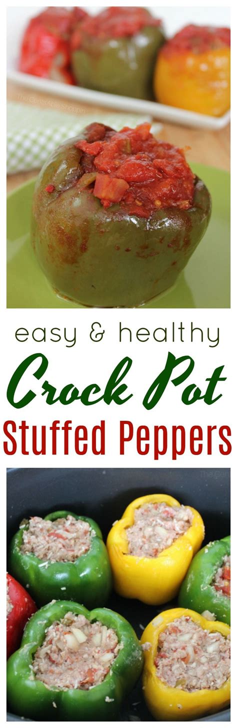Each piece of chicken is touching the. These crock pot stuffed peppers are an easy, healthy, and ...
