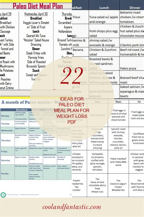 22 Of The Best Ideas For Paleo Diet Meal Plan For Weight Loss Pdf