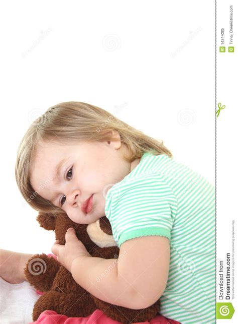 Cute Baby Girl With Her Teddy Bear Royalty Free Stock