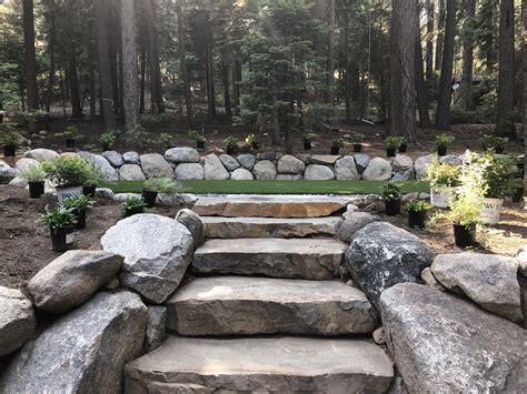Solid Basalt Stone Stairs With Granite Retaining Walls Stone