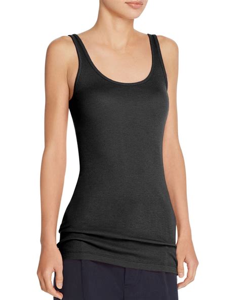 vince ribbed scoop neck tank in black lyst