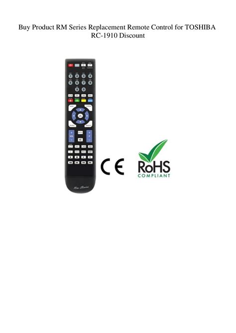 Buy Product Rm Series Replacement Remote Control For Toshiba Rc 1910