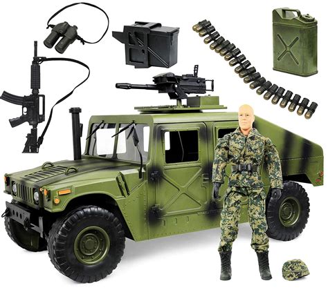 Click N Play Military Jumbo 12 Inch Long Humvee Vehicle Action Figure