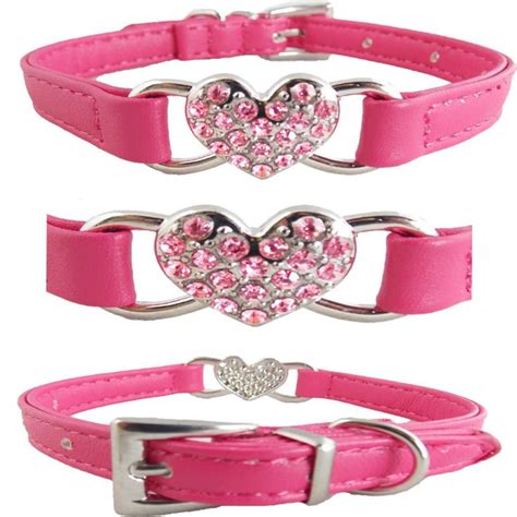 Suppliers Adjustable Hot Pink Pu Leather Bling Heart