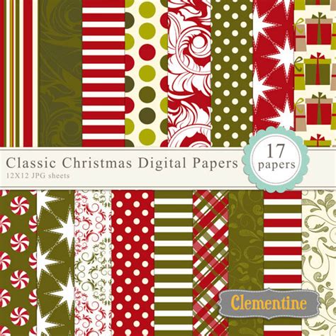 Classic Christmas Scrapbook Paper 12x12 Digital Scrapbooking Etsy