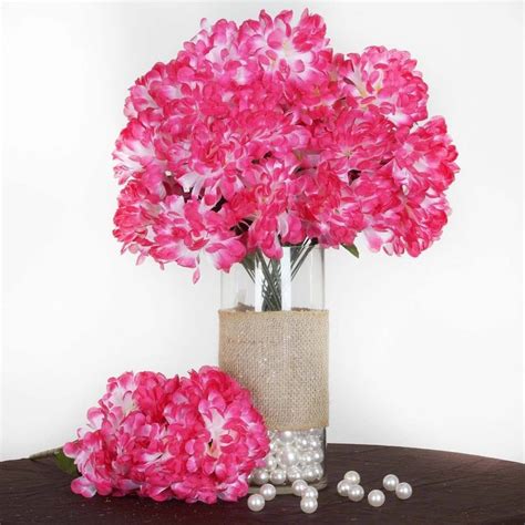 56 artificial silk chrysanthemum flower bush fushia in 2022 wedding flower arrangements