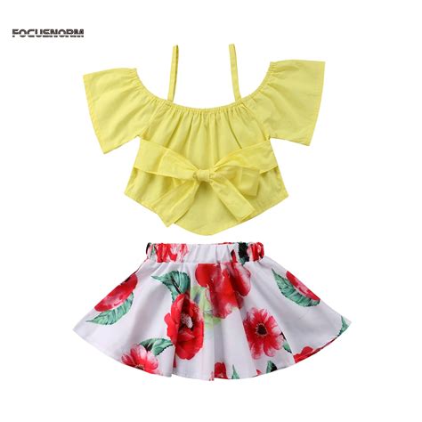 1 6y Toddler Baby Girls Summer Sweet Fashion Clothes Sets Off Shoulder