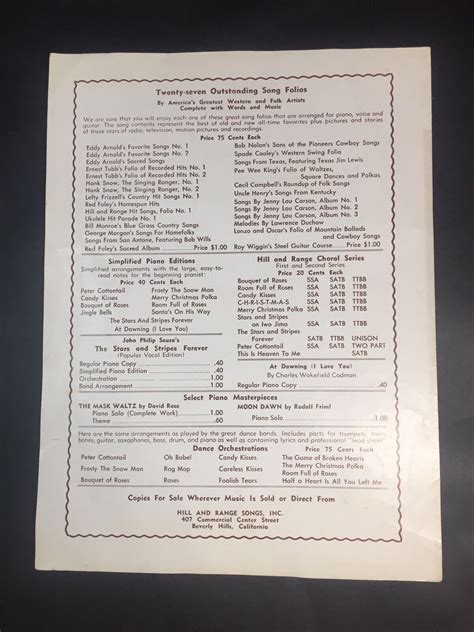 Hank Thompson Rub A Dub Dub Vintage Sheet Music 1953 Ebay