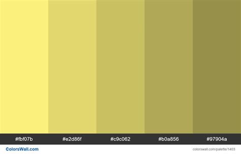 Light Yellow Shades Hex Colors Fbf07b E2d86f C9c062 B0a856