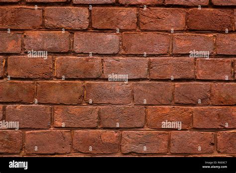 Brick Wall Dirty Grunge Texture Background Of Red Solid Distressed