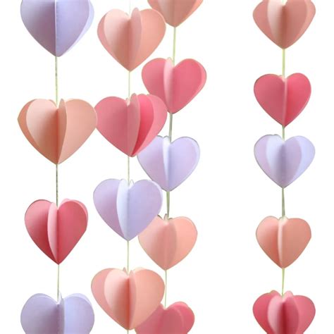 4pcs Pink 3d Heart Garland Valentine Decoration Wedding Garland
