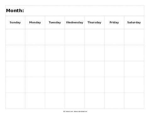 Day 5 Week Blank Calendar Template Printable Printable